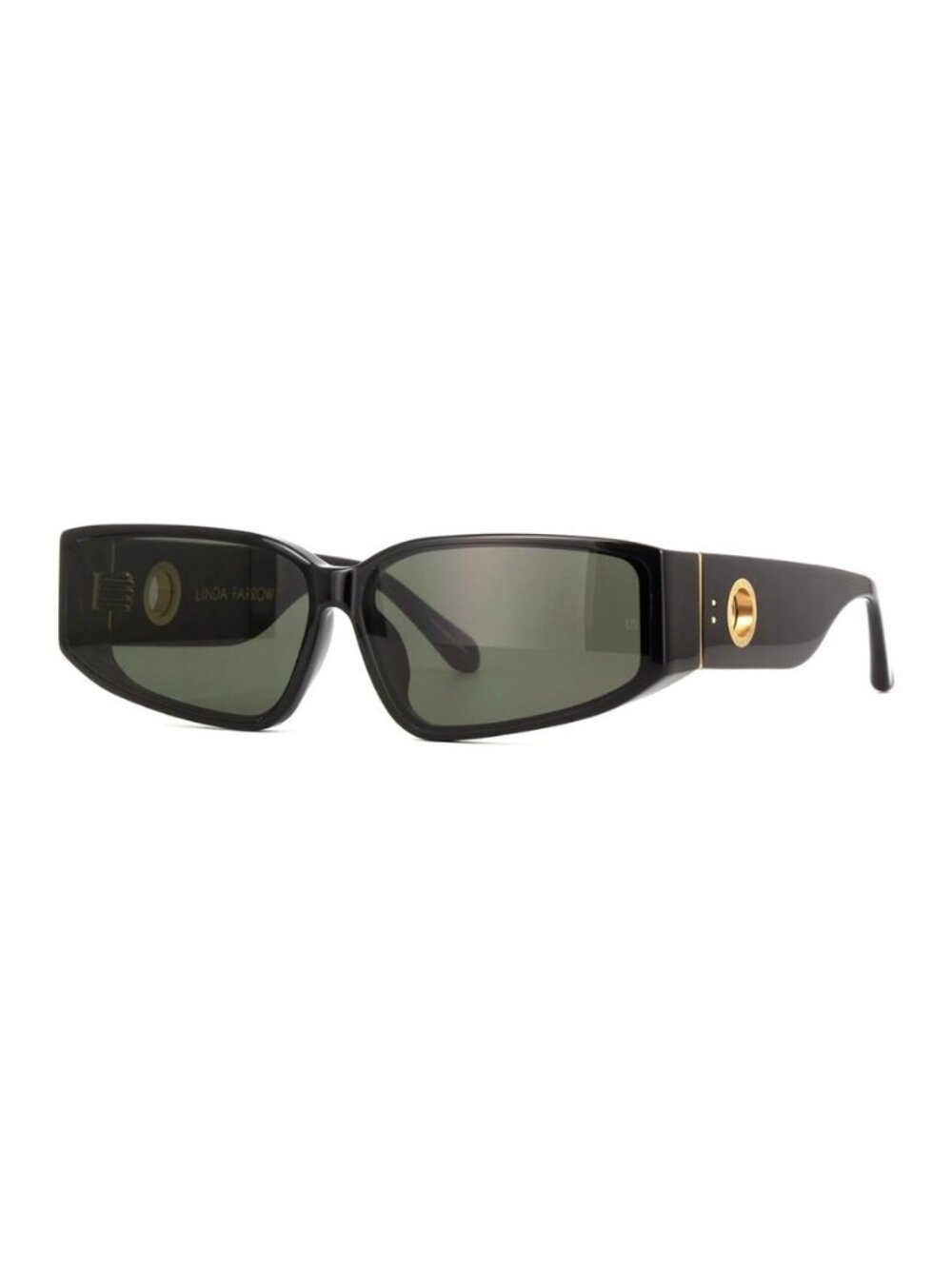 New Authentic Linda Farrow Shiny Black Cat Eye Acetate Sunglasses